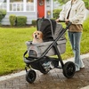 image:imageVEVOR Pet Stroller 35 lbs Weight Capacity Foldable Dog Cart 3 Wheels Cats Carts with Mesh Windows and Cup Holders Portable Pet Carrier Stroller with Brake for Small to Medium Pets3 wheels  For Pets up to 75 Pound