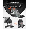 image:imageVEVOR Pet Stroller 35 lbs Weight Capacity Foldable Dog Cart 3 Wheels Cats Carts with Mesh Windows and Cup Holders Portable Pet Carrier Stroller with Brake for Small to Medium Pets4 wheels  For Pets up to 40 Pound