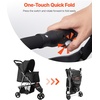 image:imageVEVOR Pet Stroller 35 lbs Weight Capacity Foldable Dog Cart 3 Wheels Cats Carts with Mesh Windows and Cup Holders Portable Pet Carrier Stroller with Brake for Small to Medium Pets3 wheels  For Pets up to 35lbs