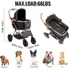 image:imageVEVOR Pet Stroller 35 lbs Weight Capacity Foldable Dog Cart 3 Wheels Cats Carts with Mesh Windows and Cup Holders Portable Pet Carrier Stroller with Brake for Small to Medium Pets4 wheels  For Pets up to 66lbs