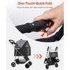 image:imageVEVOR Pet Stroller 35 lbs Weight Capacity Foldable Dog Cart 3 Wheels Cats Carts with Mesh Windows and Cup Holders Portable Pet Carrier Stroller with Brake for Small to Medium Pets4 wheels  For Pets up to 35 Pound