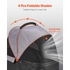 image:imageVEVOR Pet Stroller 35 lbs Weight Capacity Foldable Dog Cart 3 Wheels Cats Carts with Mesh Windows and Cup Holders Portable Pet Carrier Stroller with Brake for Small to Medium Pets4 wheels  For Pets up to 35 Pound