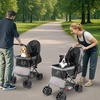 image:imageVEVOR Pet Stroller 35 lbs Weight Capacity Foldable Dog Cart 3 Wheels Cats Carts with Mesh Windows and Cup Holders Portable Pet Carrier Stroller with Brake for Small to Medium Pets4 wheels  For Pets up to 40 Pound