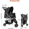 image:imageVEVOR Pet Stroller 35 lbs Weight Capacity Foldable Dog Cart 3 Wheels Cats Carts with Mesh Windows and Cup Holders Portable Pet Carrier Stroller with Brake for Small to Medium Pets3 wheels  For Pets up to 35lbs