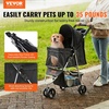 image:imageVEVOR Pet Stroller 35 lbs Weight Capacity Foldable Dog Cart 3 Wheels Cats Carts with Mesh Windows and Cup Holders Portable Pet Carrier Stroller with Brake for Small to Medium Pets3 wheels  for Pets up to 35 Pound
