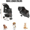 image:imageVEVOR Pet Stroller 35 lbs Weight Capacity Foldable Dog Cart 3 Wheels Cats Carts with Mesh Windows and Cup Holders Portable Pet Carrier Stroller with Brake for Small to Medium Pets3 wheels  for Pets up to 35 Pound