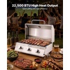 image:imageVEVOR Tabletop Gas Grill 3Burner Stainless Steel Portable Propane Grill with Builtin Thermometer Travel Locks Weatherproof Lid 22500 BTU Total for Outdoor Cooking Patio Party Camping RV3Burner