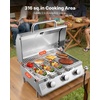 image:imageVEVOR Tabletop Gas Grill 3Burner Stainless Steel Portable Propane Grill with Builtin Thermometer Travel Locks Weatherproof Lid 22500 BTU Total for Outdoor Cooking Patio Party Camping RV3Burner