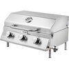 image:imageVEVOR Tabletop Gas Grill 3Burner Stainless Steel Portable Propane Grill with Builtin Thermometer Travel Locks Weatherproof Lid 22500 BTU Total for Outdoor Cooking Patio Party Camping RV3Burner
