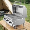 image:imageVEVOR Tabletop Gas Grill 3Burner Stainless Steel Portable Propane Grill with Builtin Thermometer Travel Locks Weatherproof Lid 22500 BTU Total for Outdoor Cooking Patio Party Camping RV3Burner