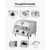 image:imageVEVOR Tabletop Gas Grill 3Burner Stainless Steel Portable Propane Grill with Builtin Thermometer Travel Locks Weatherproof Lid 22500 BTU Total for Outdoor Cooking Patio Party Camping RV2Burner
