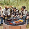 image:imageVEVOR XMarks Fire Pit Grill Grate Round Cooking Grate Heavy Duty Steel Campfire BBQ Grill Grid with Handle and Support X Wire Portable Camping Cookware for Outside Party amp Gathering 30 Inch Black36 inch Round Foldable
