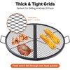 image:imageVEVOR XMarks Fire Pit Grill Grate Round Cooking Grate Heavy Duty Steel Campfire BBQ Grill Grid with Handle and Support X Wire Portable Camping Cookware for Outside Party amp Gathering 30 Inch Black36 inch Round Foldable