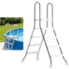 image:imageVEVOR Above Ground Pool Ladder Stainless Steel AFrame Swimming Pool Stairs for 492 in High Wall 300 lbs Capacity Heavy Duty EntryExit Steps with Secure NonSlip 3 Steps and Platform Silver