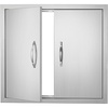 image:imageVEVOR BBQ Access Door 305W x 21H Inch Double Outdoor Kitchen Stainless Steel Flush Mount Wall Vertical With Handles for BBQ Island Grilling Station Outside Cabinet26W x 24HSilver