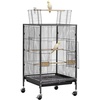 image:imageVEVOR Bird Cage 327 x 311 x 827 inch Open Flat Top Wrought Iron Bird Flight Cage with Perches SlideOut Tray Plastic Feeders for Cockatiel Monk Parakeet Amazon Parrot African Grey ParrotBlack