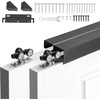 image:imageVEVOR Bypass Sliding Door Hardware Kit 6 ft Aluminum Alloy DualTrack Bypass Door Hardware Smooth and Quiet Sliding Easy to Install for 1 to 1 34 Thickness 36 Width 2 Door System for Closetblack6ftdouble door