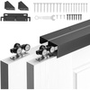 image:imageVEVOR Bypass Sliding Door Hardware Kit 6 ft Aluminum Alloy DualTrack Bypass Door Hardware Smooth and Quiet Sliding Easy to Install for 1 to 1 34 Thickness 36 Width 2 Door System for Closetblack5ftdouble door
