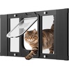 image:imageVEVOR Cat Door for Window Adjustable to Fit Window Width 2732 4 Secure Lock Modes Aluminum Frame and HighTransparency Glass Magnetic Closure Weatherproof QuickFit Pet Door for Cats WhiteBlack