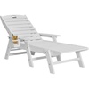 image:imageVEVOR Chaise Lounge Chair 400 lbs Weight Capacity 6 Positions Adjustable Patio Lounge Chair Outdoor HDPE Lounge Chair with Backrest amp Cup Holder for Pool Poolside Deck Backyard Lawn WhiteWhite
