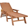 image:imageVEVOR Chaise Lounge Chair 400 lbs Weight Capacity 6 Positions Adjustable Patio Lounge Chair Outdoor HDPE Lounge Chair with Backrest amp Cup Holder for Pool Poolside Deck Backyard Lawn WhiteBrown