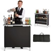 image:imageVEVOR Folding Portable Bar Table 386 x 152 x 343 in with Carry Bag Storage Shelf and Detachable Skirt Quick and Easy Setup Foldable Mobile Bartending Station for Events Party Tradeshow386 Length