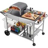 image:imageVEVOR Outdoor Grill Cart 310 x 170 inch Tabletop Size Grilling Table Foldable Outdoor Cooking Table with Tissue Holder Wheels Magnetic Tool Rack BBQ Prep Tables for Picnic Kitchen CourtyardGray