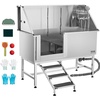 image:imageVEVOR Stainless Steel Dog Washing Station Professional 62 inch Pet Grooming Tub wStairs PE Water Filter Board Faucet amp Showerhead amp Soap Holder Bathtub for Large amp Medium amp Small Pets Left Door62 inch