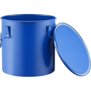 image:imageHappybuy 8 Gal Fryer Grease Bucket Oil Disposal Caddy Carbon Steel with RustProof Coating Oil Transport Container with Lid Lock Clips Filter Bag Blue