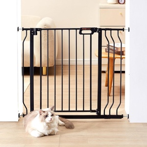 image:imageVEVOR 29553 Extra Wide Safety Gate for Stairs Auto Close Dog Gate for The House Easy Install Pressure Mounted Pet Gates for Doorways Easy Walk Thru Wide Safety Gate for Dog WhiteBlack