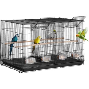 image:imageVEVOR 30inch Flight Bird Cage Stackable Divided Small Parakeet Cage for Parrots Canaries Cockatiels Lovebirds Finches Budgies Conures Macaws Pet Travel Birdcage with Handle and PerchesBlack  Dividable
