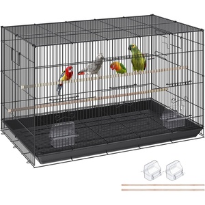 image:imageVEVOR 30inch Flight Bird Cage Stackable Divided Small Parakeet Cage for Parrots Canaries Cockatiels Lovebirds Finches Budgies Conures Macaws Pet Travel Birdcage with Handle and PerchesBlack