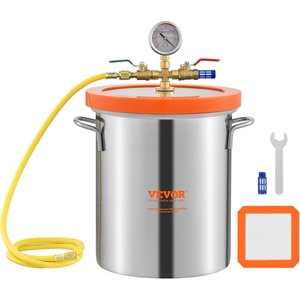 image:imageVEVOR 5 Gallon Vacuum Chamber Upgraded Tempered Glass Lid Vacuum Degassing Chamber 304 Stainless Steel Chamber for Stabilizing Wood Resin Degassing Silicone Degassing and Plaster Degassing50 Gallon Glass Lid