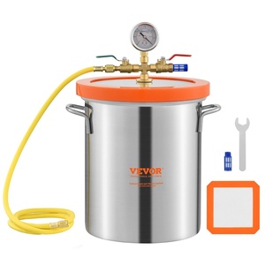 image:imageVEVOR 9 Gallon Vacuum Chamber Stainless Steel Vacuum Degassing Chamber with Tempered Glass Lid Hose Air Filter for Resin Casting Stabilizing Wood Degassing Silicone Epoxies Essential Oils30 Gallon Glass Lid