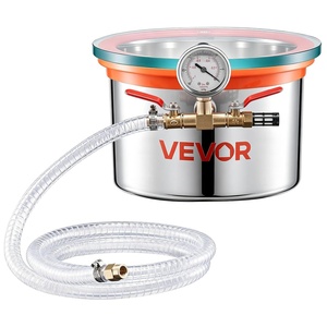 image:imageVEVOR 9 Gallon Vacuum Chamber Stainless Steel Vacuum Degassing Chamber with Tempered Glass Lid Hose Air Filter for Resin Casting Stabilizing Wood Degassing Silicone Epoxies Essential Oils15 Gallon Glass Lid
