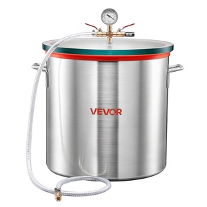 image:imageVEVOR 9 Gallon Vacuum Chamber Stainless Steel Vacuum Degassing Chamber with Tempered Glass Lid Hose Air Filter for Resin Casting Stabilizing Wood Degassing Silicone Epoxies Essential Oils15 Gallon Glass Lid