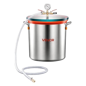 image:imageVEVOR 9 Gallon Vacuum Chamber Stainless Steel Vacuum Degassing Chamber with Tempered Glass Lid Hose Air Filter for Resin Casting Stabilizing Wood Degassing Silicone Epoxies Essential Oils90 Gallon Glass Lid