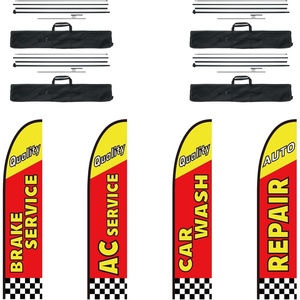image:imageVEVOR Auto Repair Feather Flags with Pole Kit 163 Feet Advertising Flags for Business Outside Auto Repair Shop Flag Sign 4 Banner Flags 4 Ground Stakes Swooper Flag Banner KitAuto Repair Theme