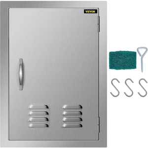 image:imageVEVOR BBQ Access Door 17W x 24H Inch Single Outdoor Kitchen Stainless Steel Flush Mount Wall Vertical with Handle for BBQ Island Grilling Station Outside CabinetVents