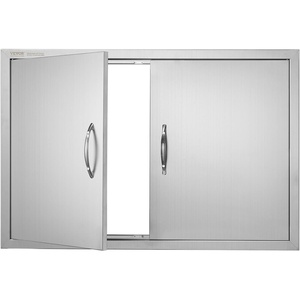image:imageVEVOR BBQ Access Door 305W x 21H Inch Double Outdoor Kitchen Stainless Steel Flush Mount Wall Vertical With Handles for BBQ Island Grilling Station Outside Cabinet35W x 24HSilver
