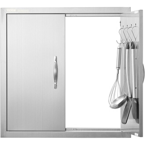 image:imageVEVOR BBQ Access Door 305W x 21H Inch Double Outdoor Kitchen Stainless Steel Flush Mount Wall Vertical With Handles for BBQ Island Grilling Station Outside Cabinet24W x 24HSilver