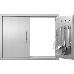 image:imageVEVOR BBQ Access Door 305W x 21H Inch Double Outdoor Kitchen Stainless Steel Flush Mount Wall Vertical With Handles for BBQ Island Grilling Station Outside Cabinet31W x 24HSilver
