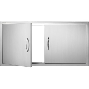 image:imageVEVOR BBQ Access Door 305W x 21H Inch Double Outdoor Kitchen Stainless Steel Flush Mount Wall Vertical With Handles for BBQ Island Grilling Station Outside Cabinet42W x 21HSilver