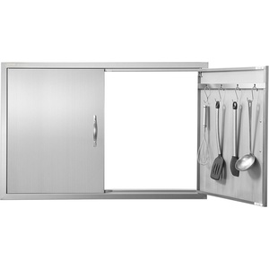 image:imageVEVOR BBQ Access Door 305W x 21H Inch Double Outdoor Kitchen Stainless Steel Flush Mount Wall Vertical With Handles for BBQ Island Grilling Station Outside Cabinet39W x 26HSilver