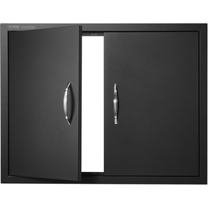 image:imageVEVOR BBQ Access Door 305W x 21H Inch Double Outdoor Kitchen Stainless Steel Flush Mount Wall Vertical With Handles for BBQ Island Grilling Station Outside Cabinet31W x 24HBlack