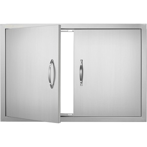 image:imageVEVOR BBQ Access Door 305W x 21H Inch Double Outdoor Kitchen Stainless Steel Flush Mount Wall Vertical With Handles for BBQ Island Grilling Station Outside Cabinet33W x 22HSilver