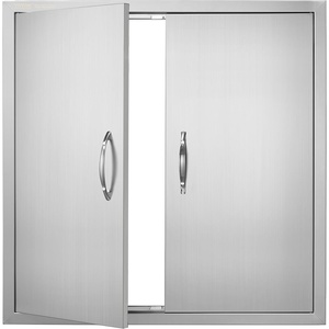 image:imageVEVOR BBQ Access Door 305W x 21H Inch Double Outdoor Kitchen Stainless Steel Flush Mount Wall Vertical With Handles for BBQ Island Grilling Station Outside Cabinet31W x 31HSilver