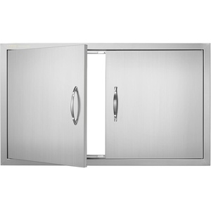 image:imageVEVOR BBQ Access Door 305W x 21H Inch Double Outdoor Kitchen Stainless Steel Flush Mount Wall Vertical With Handles for BBQ Island Grilling Station Outside Cabinet36W x 21HSilver