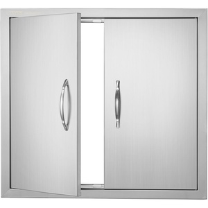 image:imageVEVOR BBQ Access Door 305W x 21H Inch Double Outdoor Kitchen Stainless Steel Flush Mount Wall Vertical With Handles for BBQ Island Grilling Station Outside Cabinet26W x 24HSilver