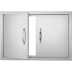 image:imageVEVOR BBQ Access Door 305W x 21H Inch Double Outdoor Kitchen Stainless Steel Flush Mount Wall Vertical With Handles for BBQ Island Grilling Station Outside Cabinet28W x 19HSilver